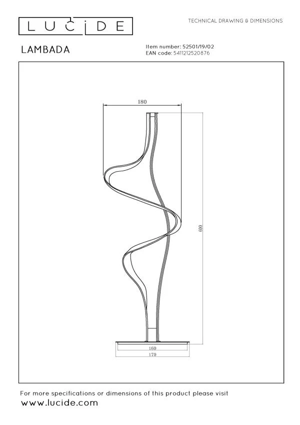 Lucide LAMBADA - Lampe de table - LED Dim. - 1x19W 2700K - Or Mat / Laiton | Premium - technique